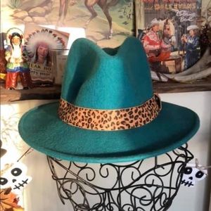 Turquoise and leopard fashion hat